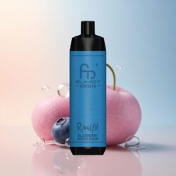 RandM Fumot Shisha 10000 Puffs علكة التوت الأزرق مع مؤشر LED ونيكوتين 0.5٪ و 850 ملي أمبير في الساعة