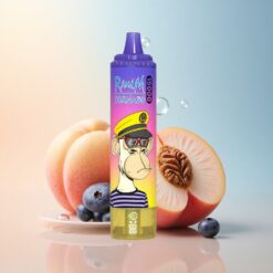 RandM Fumot Tornado 15000 Puffs حلوى الخوخ والتوت الأزرق بشاشة إل سي دي وبطارية 850 مللي أمبير