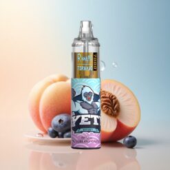 RandM Fumot Tornado 7000 Puffs حلوى الخوخ والتوت الأزرق مع 14 مل عصير وبطارية 850 مللي أمبير ونسبة نيكوتين 5%