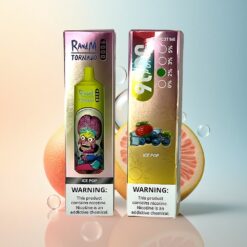 RandM Fumot Tornado 9000 Puffs آيس بوب 18 مل مع شاشة RGB وملف شبكي