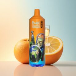 RandM Fumot Tornado 9000 Puffs عصير البرتقال مع بطارية 850 ملي أمبير وسعة سائل 18 مل