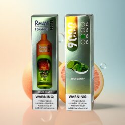 RandM Fumot Tornado 9000 Puffs حلوى حامضة بشاشة RGB بسعة 18 مل و 850 مللي أمبير