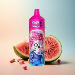 RandM Fumot Tornado 9000 Puffs بطيخ سكيتلز بشاشة RGB وبطارية 850 مللي أمبير ومللي 18 سائل