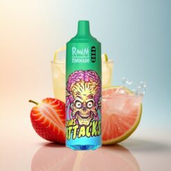RandM Fumot Tornado 9000 Puffs ليمونادة الفراولة مع شاشة RGB وبطارية 850 مللي أمبير ومللي 18