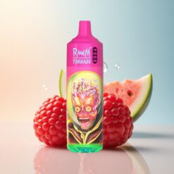 RandM Fumot Tornado 9000 Puffs توت العليق البطيخ مع شاشة RGB وبطارية 850 مللي أمبير وشريحة شبكية