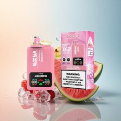 Razz Bar 40000 Puffs توت مختلط - بطيخ مثلج بشاشة عرض وبطارية 650 مللي أمبير ومحتوى نيكوتين 2%