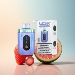 Razz Bar 50K Puffs علكة فقاعية بالفراولة والبطيخ مع نيكوتين 2% وبطارية 650 مللي أمبير
